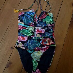 FARM Rio Multicolor Swirl One Piece Swimsuit fish